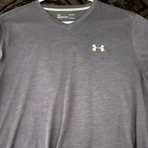 Large navy blue v neck under armour athletic shirt